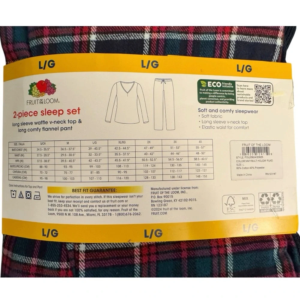 NWT Fruit of the Loom Women’s beyondsoft 2-piece Sleep Set - Size L - Picture 8 of 8